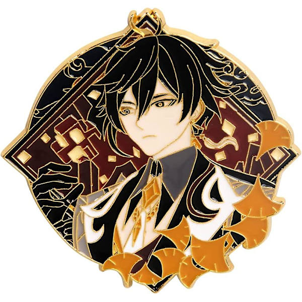 Genshin Impact Hutao Brosche Nål - Hutao Karakter Cosplay Emalje Brosche Lapel Nål - Gave til Fans, Kvinder og Piger Zhongli -