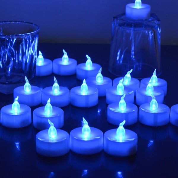 Batteridrivna LED värmeljus, 12-pack flamlösa votivljuslampa Blue