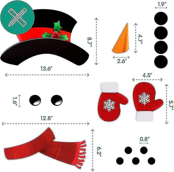 Snowman Christmas Kylskåpsmagneter Set med 16 (stora)