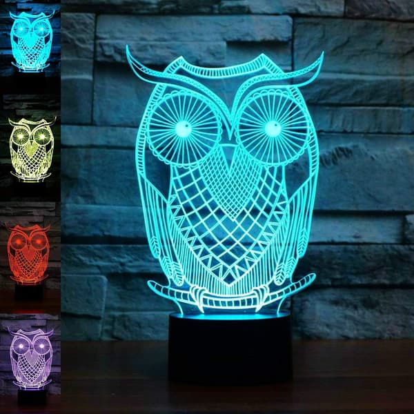 3D Owl Eagle Nattljus Djurlampa Touch Switch Decor Tabl