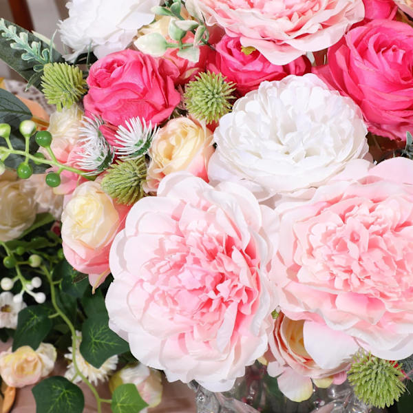 Konstgjorda blommor, konstgjorda blommor med stjälkar, sidenblommor Combo Set med bröllop