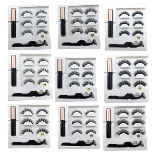 3D Faux mink Magnetiske Øjenvipper Magnetisk Sæt (Eyeliner & Magneti blackB 12