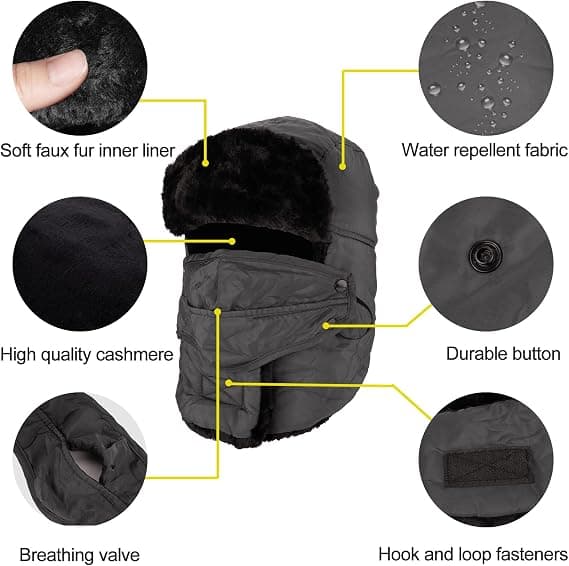 Pehmustettu lentäjänhattu - harmaa tuulenpitävällä maskilla, unisex-ratsastajan hattu
