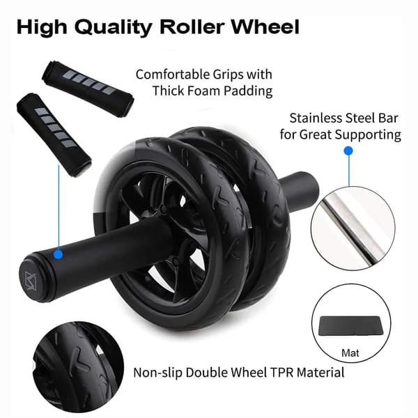 Ab Rollers Wheel Kit Hem träningshjul Abdomin C Black