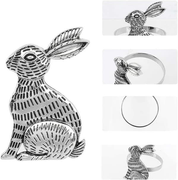 4st (legerat silver, ca 5 cm i diameter) Påskhare servettring