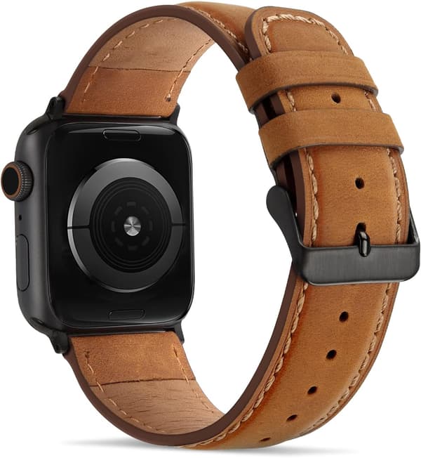 Brun - Kompatibel med Apple rem 45mm 44mm 42mm 49mm læder