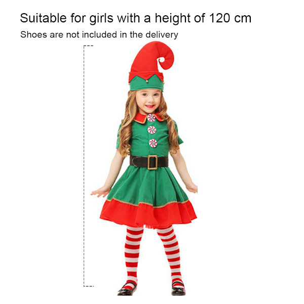 Tomtekostym, tunika och hatt, tjejer, 120 cm