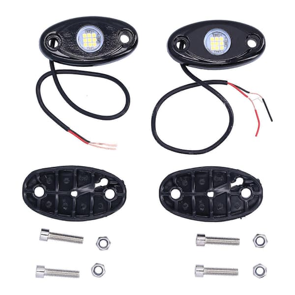 Par Rock Lights Hvit 9LEDs IP68 Chassis Underglow Lampe Universal for Bil Lastebil ATV RZR UTV