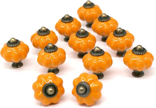 Sæt med 12 keramiske greb til skuffer, orange (33 mm), kommoder