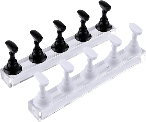 (Svart+hvit) Magnetisk løsnagelhoholder, komfortabel akrylnegl