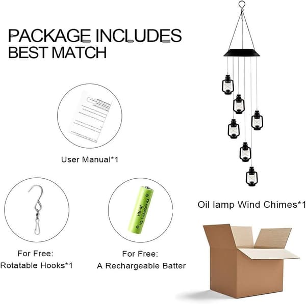 Lanterner Solar Wind Chimes til udendørs LED-lys, farveskiftende vandtætte Windchimes Unique Outdo
