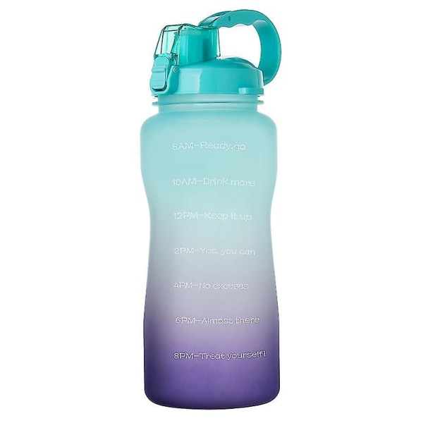 Gallon sportsvannflaske 3,8/2l stor kapasitet Tritan Bpa-fri Utendørs Motiverende Med Tidsmarkør Bærbare fitness green and purple 2L