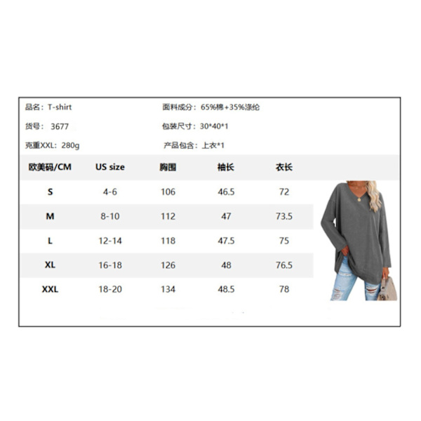 Loose Drop Shoulder Sleeve V-Neck Solid Top XL