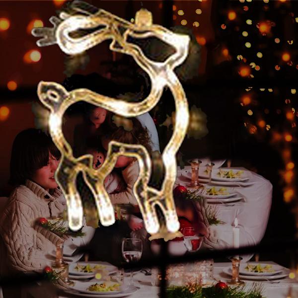 5st led julljusslinga, fönster sugkopp ljuskrona deer