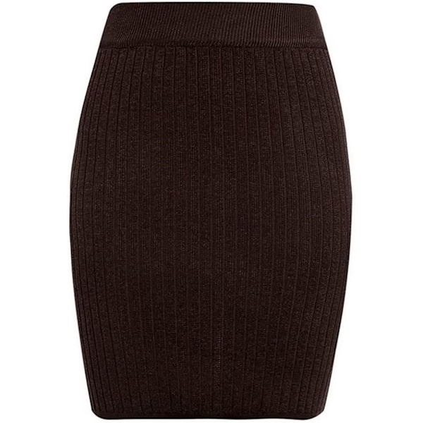 Kvinnor med hög midja, halvkropp, enfärgad väska, höftstickad kjol (kaffe XL) Coffee xl