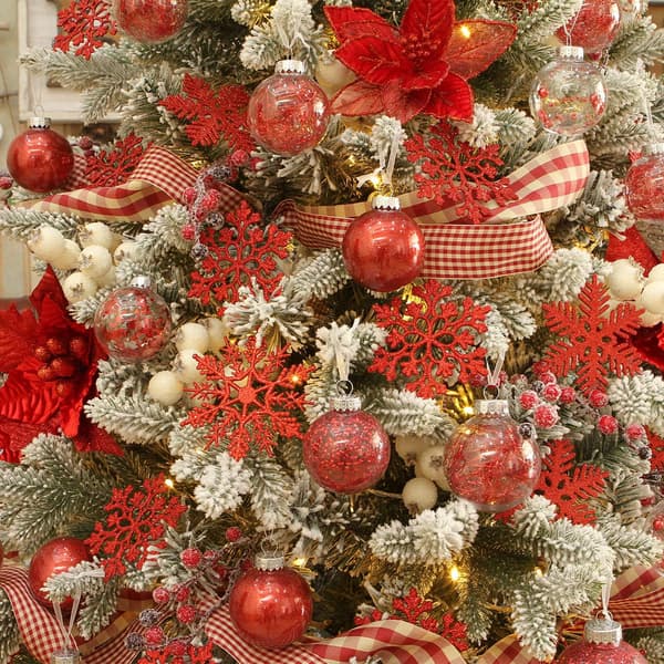 Plast Jul Glitter Snowflake Ornament Julgran