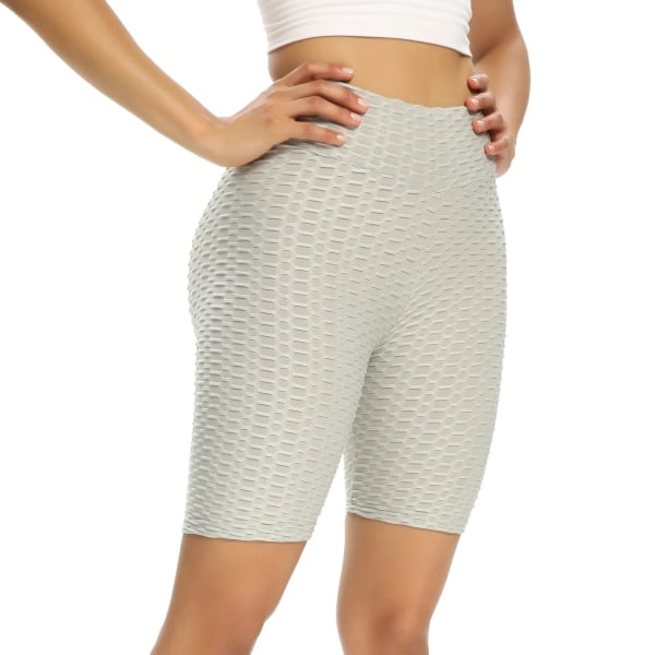Scrunch Butt -urheilushortsit, teksturoidut pyöräilyshortsit leveällä vyötäröllä Grey L
