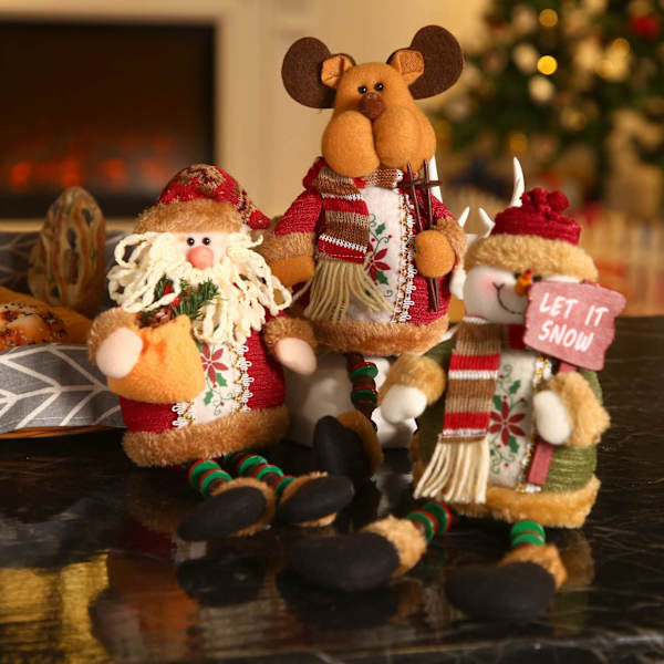 3 stycken Sittande Santa Claus Snowman Renjul