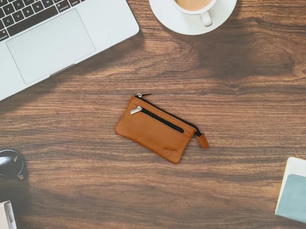 3-delt etui, sort, blåt og brunt etui, 12cm