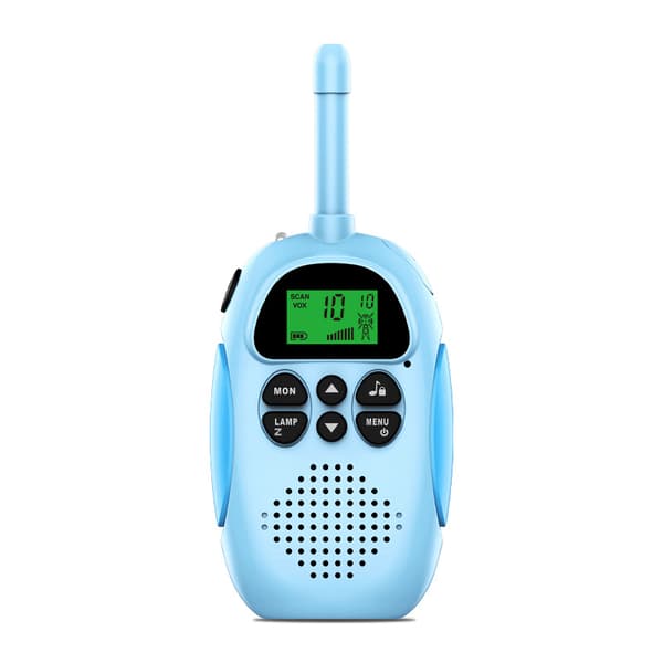 2 stk. blå genopladelige børne walkie talkies med FM r