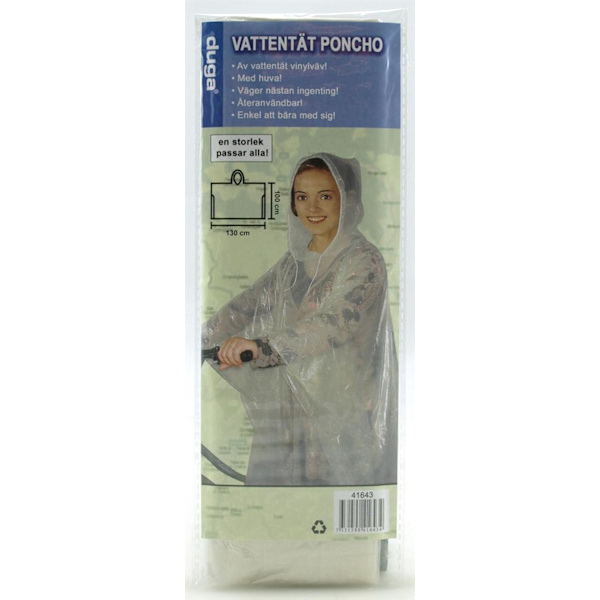 Regnponcho  130x cm transparent one size