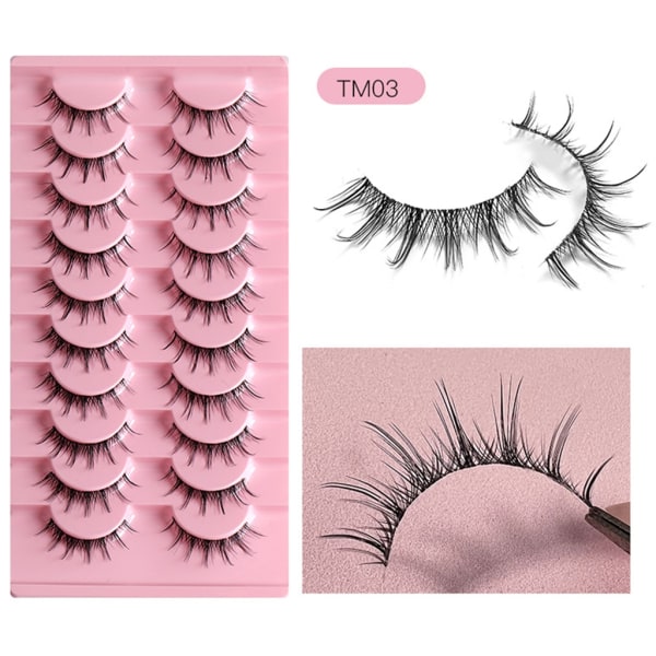 Clear-Band løsvipper Cat-Eyes Wispy Natural Faux Mink Vipper Lett volum Korte falske øyevipper Manga Vipper J