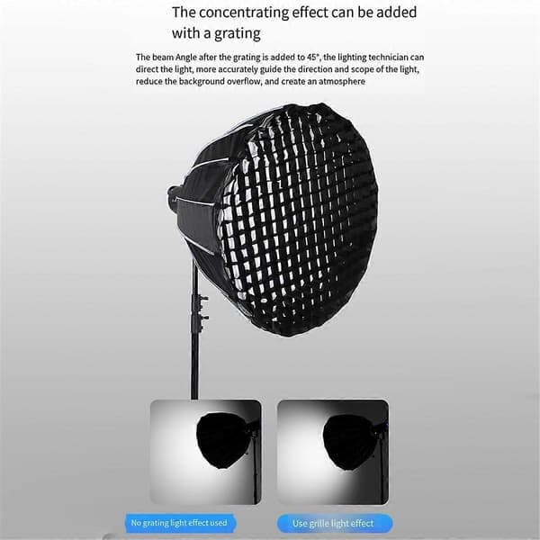 Fotografi Softbox 90cm Diameter Snabbkoppling Deep Throw Softbox med Raster Metall Bowens Bajonett Gallerskärm