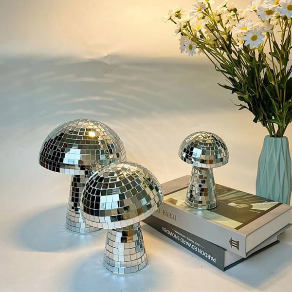 Mushroom Disco Ball Spegel reflekterande boll för bröllopsfest Silver 6 Inch