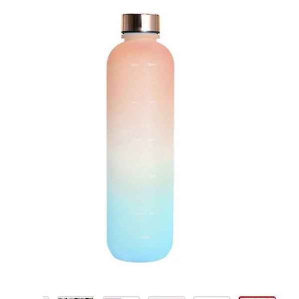 Vattenflaska Motiverande dryck Kolv Med Tidsmarkeringar Bpa Gratis Sport Gym Pink Blue