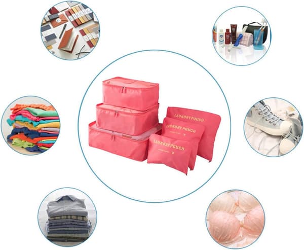 6-pack resväska Organizer Reseplaggpåsar (vattenmelonröd) watermlelon red