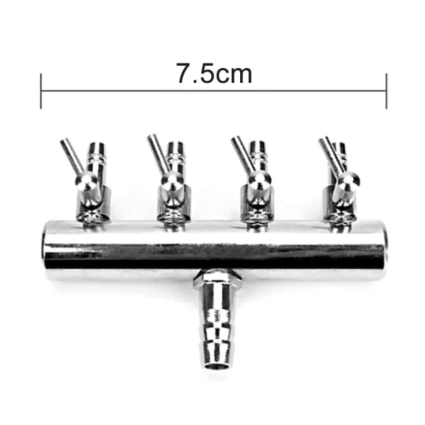 Luftkontrollventil for akvarium, luftventil for fisketank, rustfritt metall 4 heads