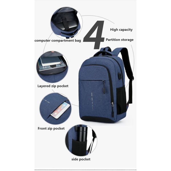 Vanntett ryggsekk for menn Ultralett ryggsekk -1 Gray