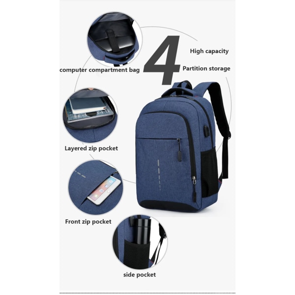Vattentät ryggsäck för män Ultralätt ryggväska -1 Gray