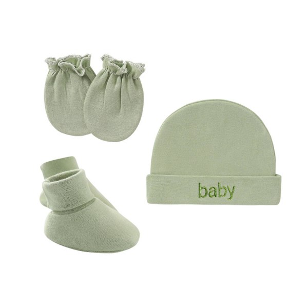 Baby Nyfödd Bomullsmössa Handskar Cover Set Nyfödd Enkellagersats För Baby Flickor Pojkar Födelse Hålla Varm Kläder Tillbehör