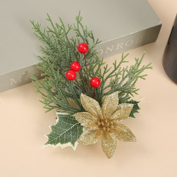 2 st Xmas tallbarr konstgjorda röda bär VIT White