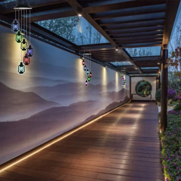 Lanterner Solar Wind Chimes til udendørs LED-lys, farveskiftende vandtætte Windchimes Unique Outdo