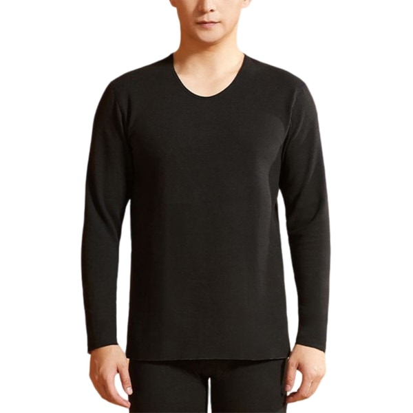 Nytt termisk Herre Vinter Dame Long Johns Sett Fleece Holder Varmt i Kaldt Vær Male Black 2XL