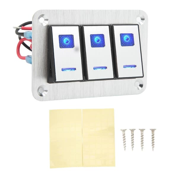Vippebryterpanel 3-veis DC 12V 24V 5-pinners blått lys vippebryter på/av lyskontrollpanel