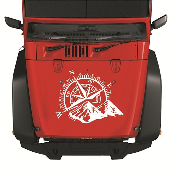 2 kpl 12*16cm Maastokompassi Autotarra Ruusu Navigoi Vinyylitarra Tarra Auto Kuorma-auto Auto Kannettava Tietokone Auton ovi ja konepelti (valkoinen)