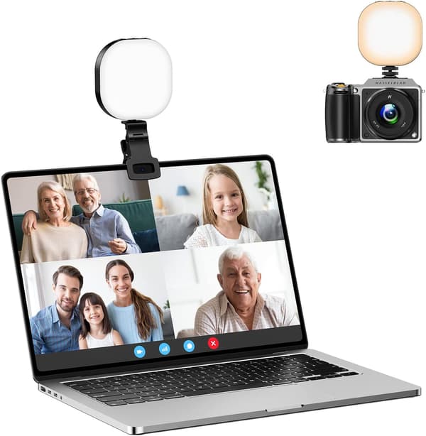 LED videolys kameralys mini selfie-lys oppladbart klipslys