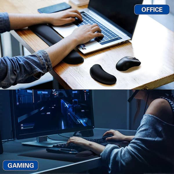 Handledsstöd, tangentbord handledsstöd och mus handledsstöd kit, mjukt tyg memory foam gaming handledsstöd R