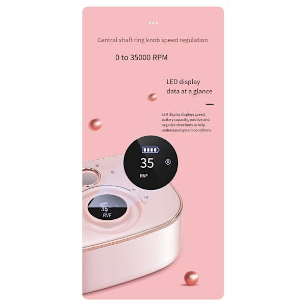 Bærbar neglebor Rosa Professionel elektrisk neglefil 35000rpm