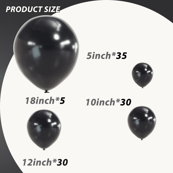 Black Balloon Garland Arch Kit 100-pack 18/12/10/5 tum svart latex