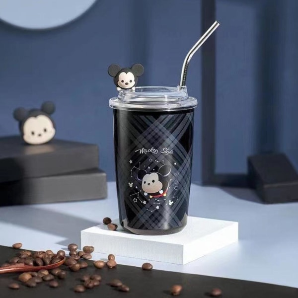 Tegnet rustfrit stål Vakuumkop Sød halmkop Hold varm og red mickey one-size
