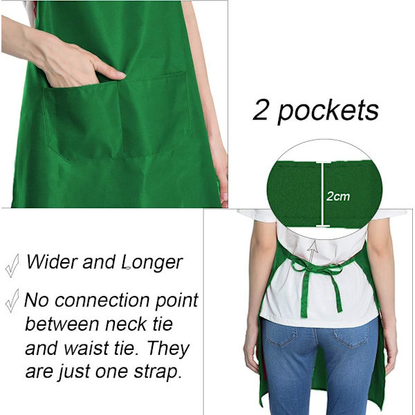 12 st Gröna Förkläden Bulk Waterdrop Resistant for Women Herr Kök Matlagning