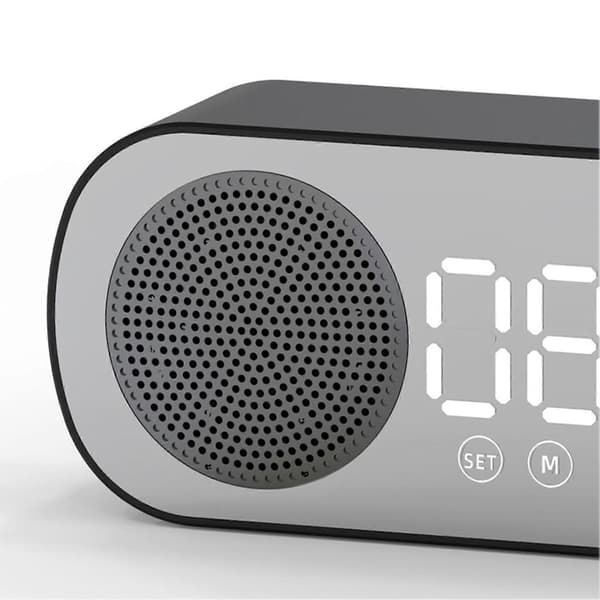 Bluetooth Højttalerur Multifunktionelt Smart Digitalt Spejl Vækkeur til Hjem Skole Kontor Engelsk Version Z7 Sort
