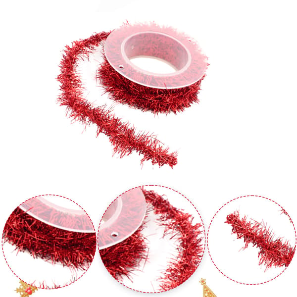 Silver Glitter Snowflake Ribbon Spets, Silver Paljetter Ribbon red