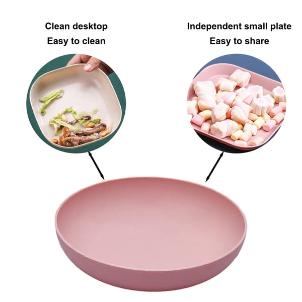 Hvetestrå dype middagstallerkener - Uknuselig robust plast pink