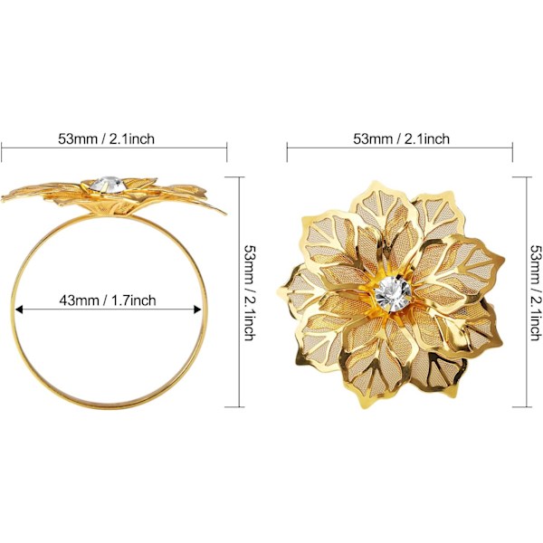 Hollow Out Flower Servettringhållare Metall Servettringar Set med 10 st för
