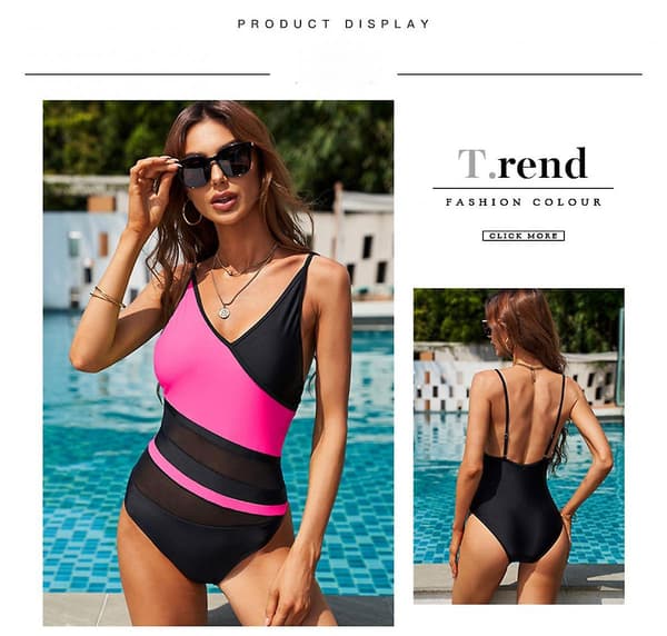 V-ringad Halter One Piece Baddräkt för damer (FMY)